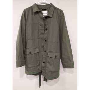 Madewell Tie Waist Military Jacket in Palm Green Size Medium